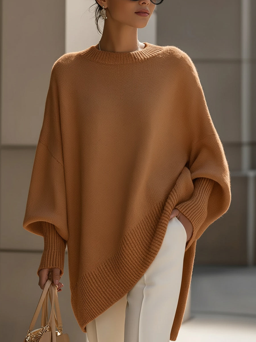 Maglione Poncho Donna in Maglia Lunga Morbida Oversize