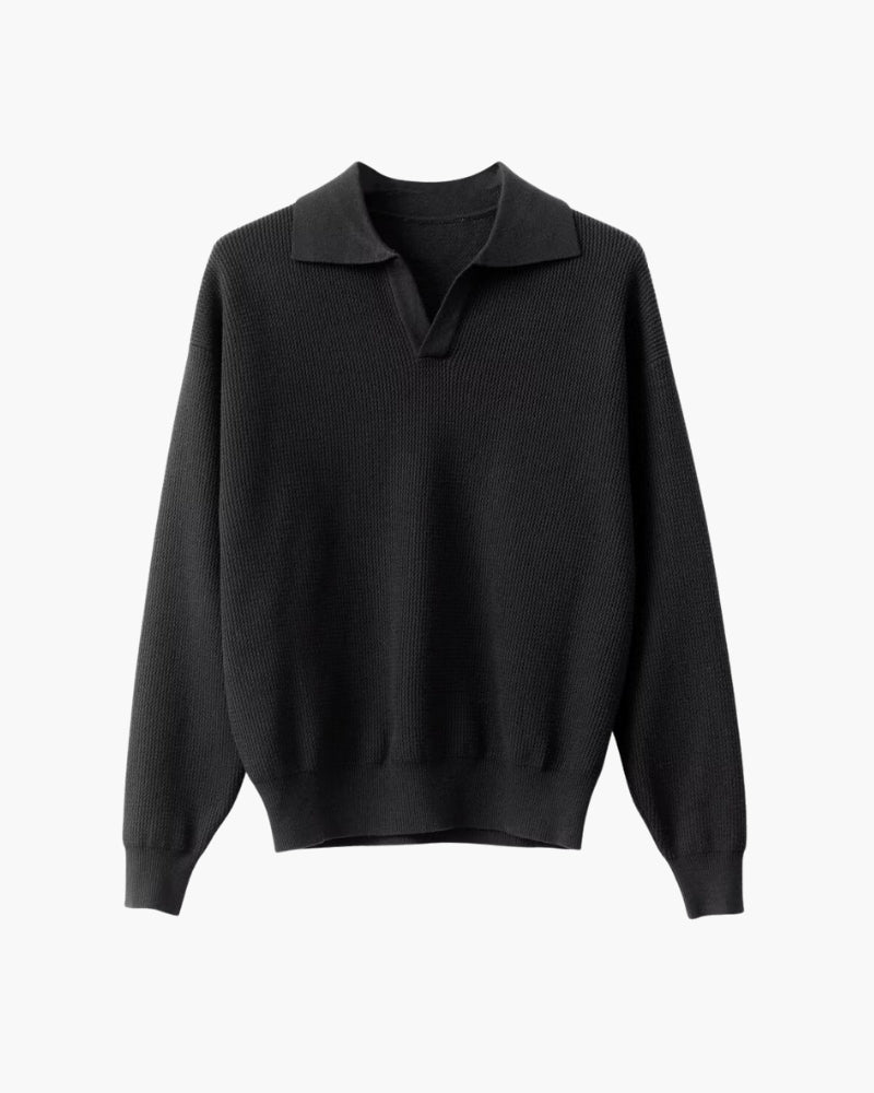 Maglione Polo Uomo in Maglia Testurizzata Vestibilità Comfort
