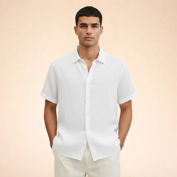 Camicia Uomo Estiva in Lino Vestibilità Moderna