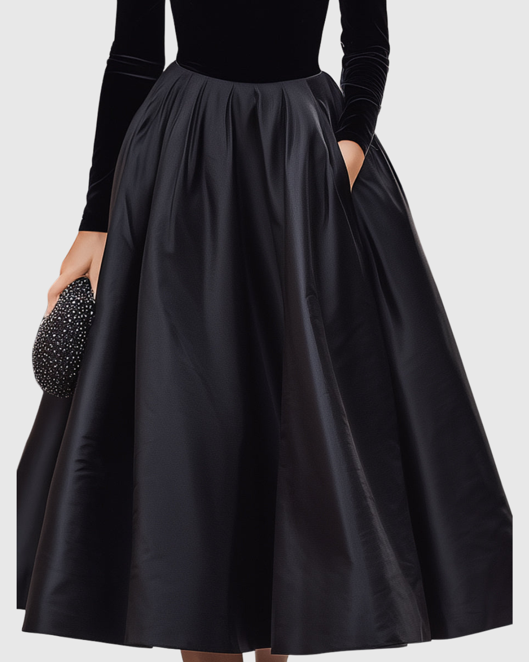 Vestito Midi Donna in Velluto e Satin Linea Elegante