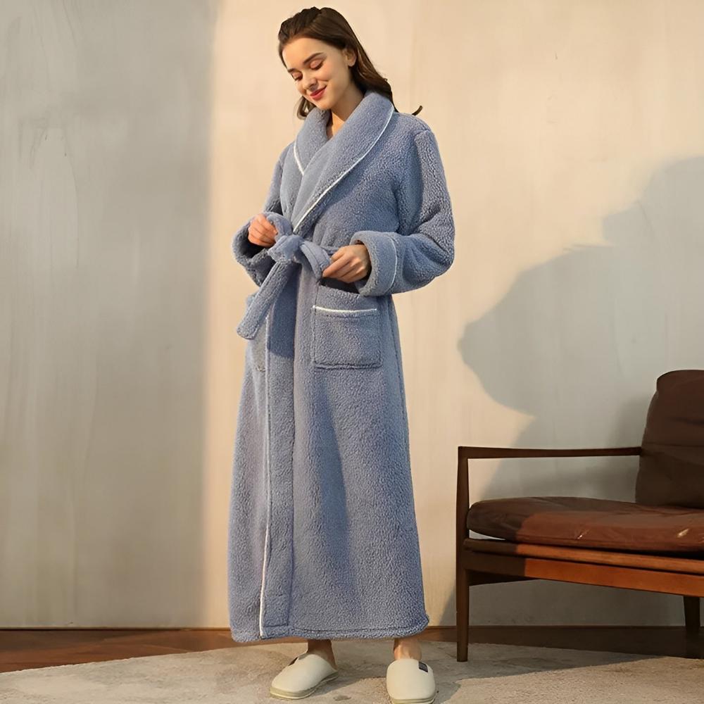 Accappatoio Unisex in Pile Sherpa Morbido con Cintura e Tasche