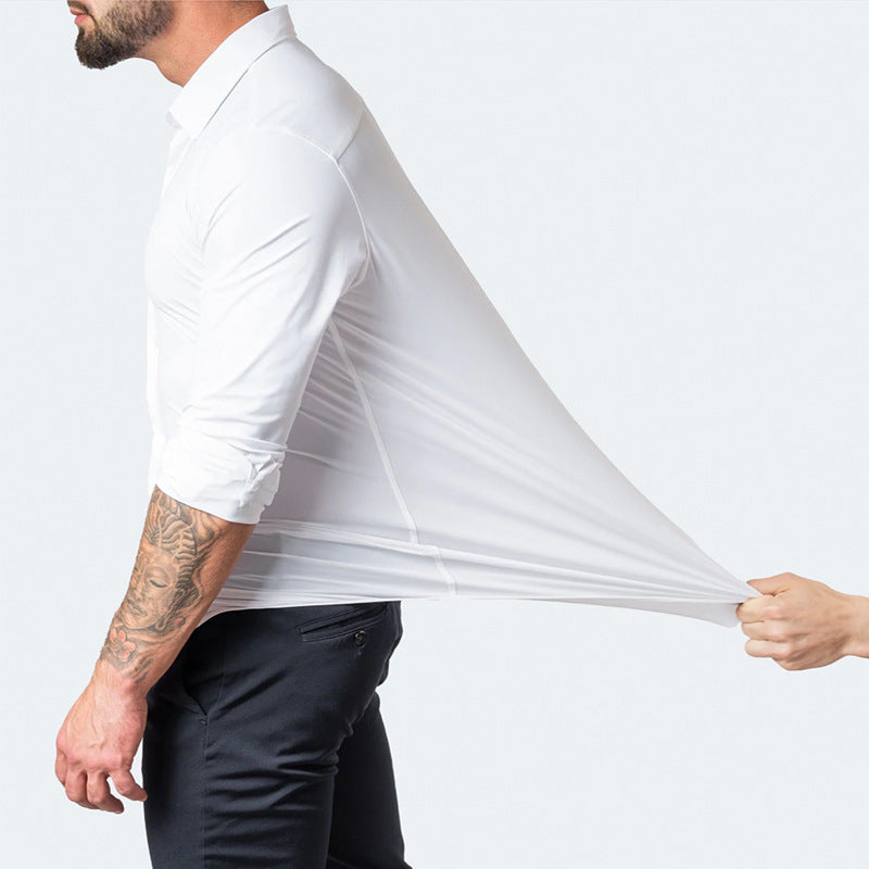 Camicia Uomo Elasticizzata Tessuto Antipiega Slim Fit
