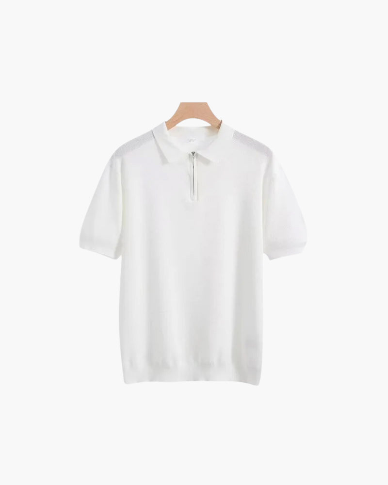 Polo Uomo Traspirante con Zip Vestibilità Comfort Stile Moderno