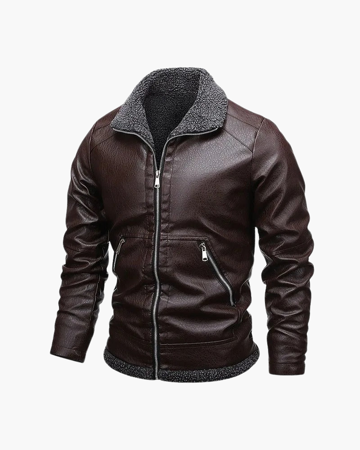 Giacca Uomo in Pelle con Interno in Fleece Morbido