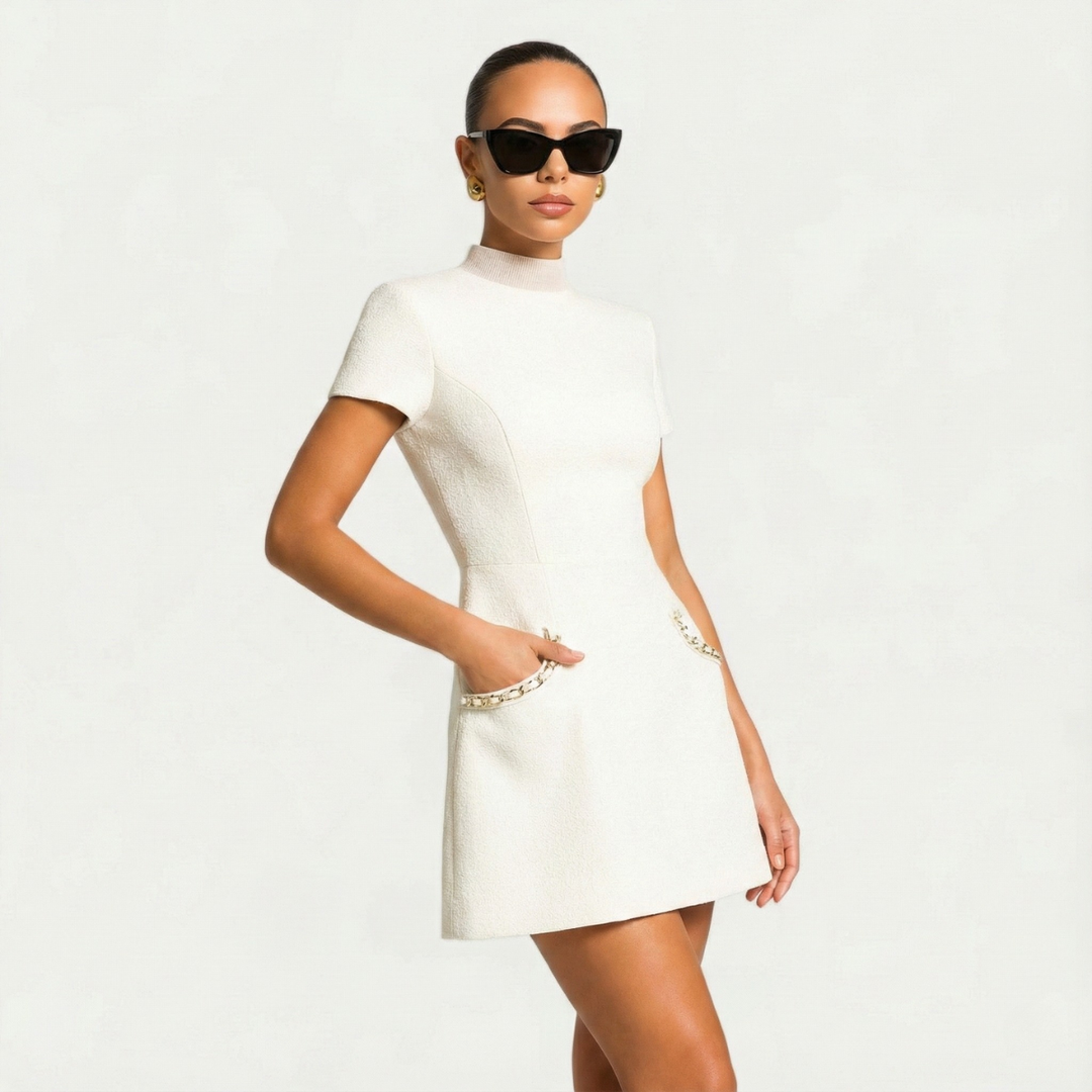 Minigonna Donna con Bordi Decorativi in Perle Slim