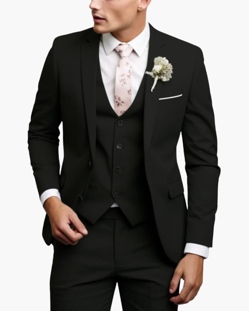 Completo Uomo Tre Pezzi Slim Fit Elegante Cerimonia