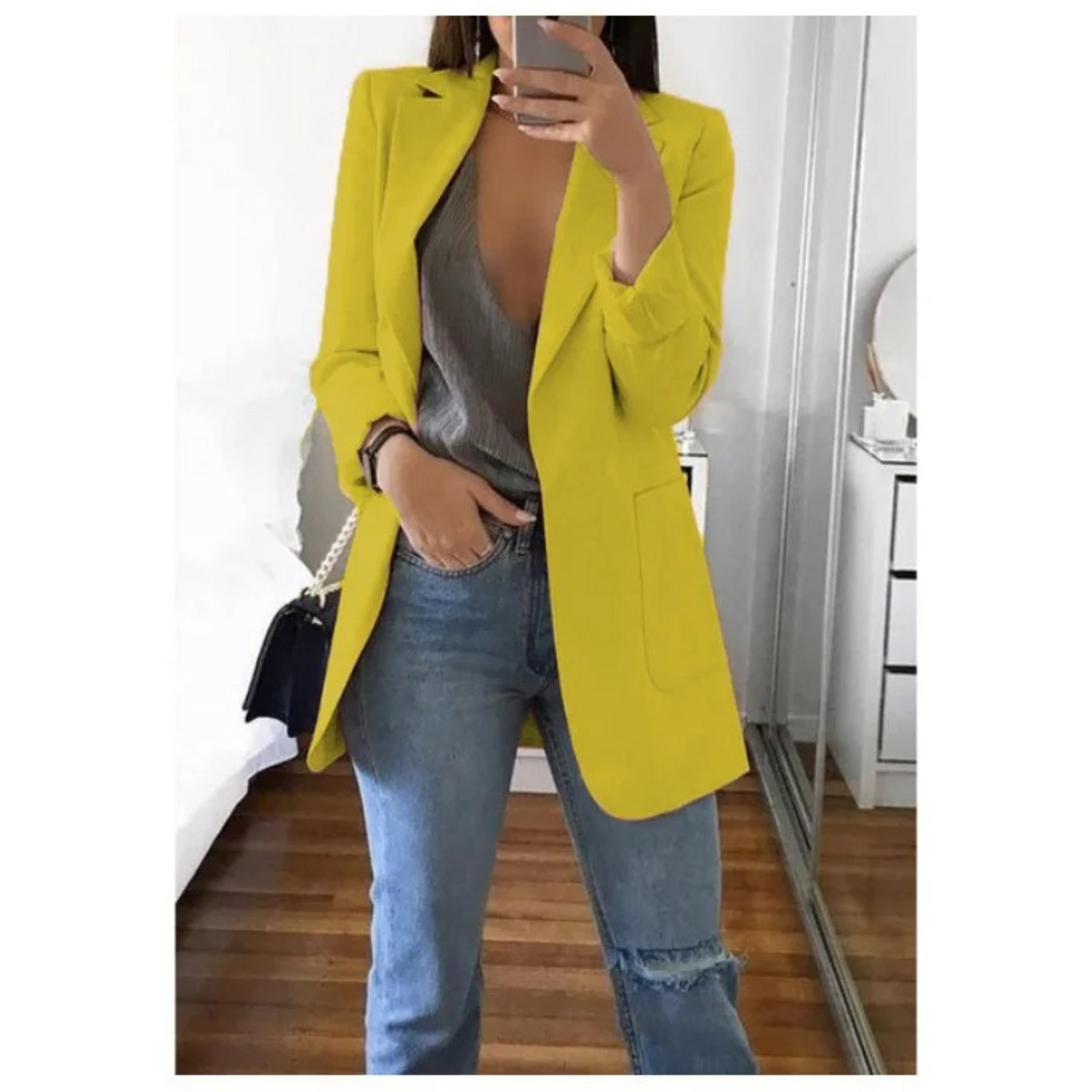 Blazer Lungo Donna Tessuto Elegante Classico