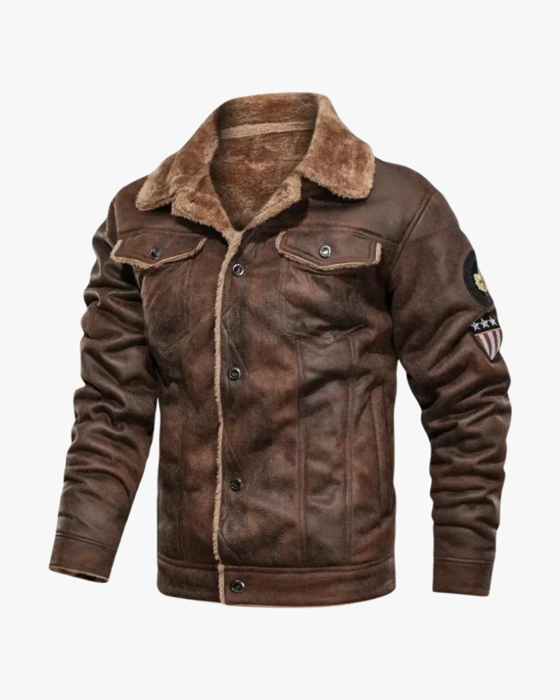Giacca Uomo in Pelle con Fodera Fleece Morbida