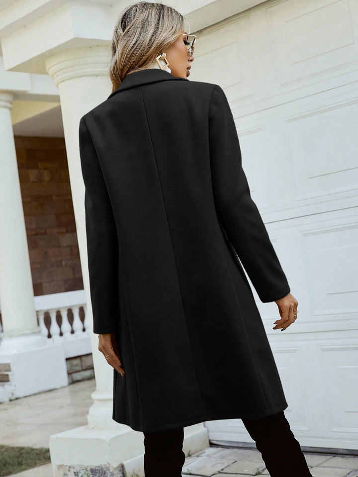 Cappotto Lungo Donna Doppiopetto Collo a Tacca Elegante