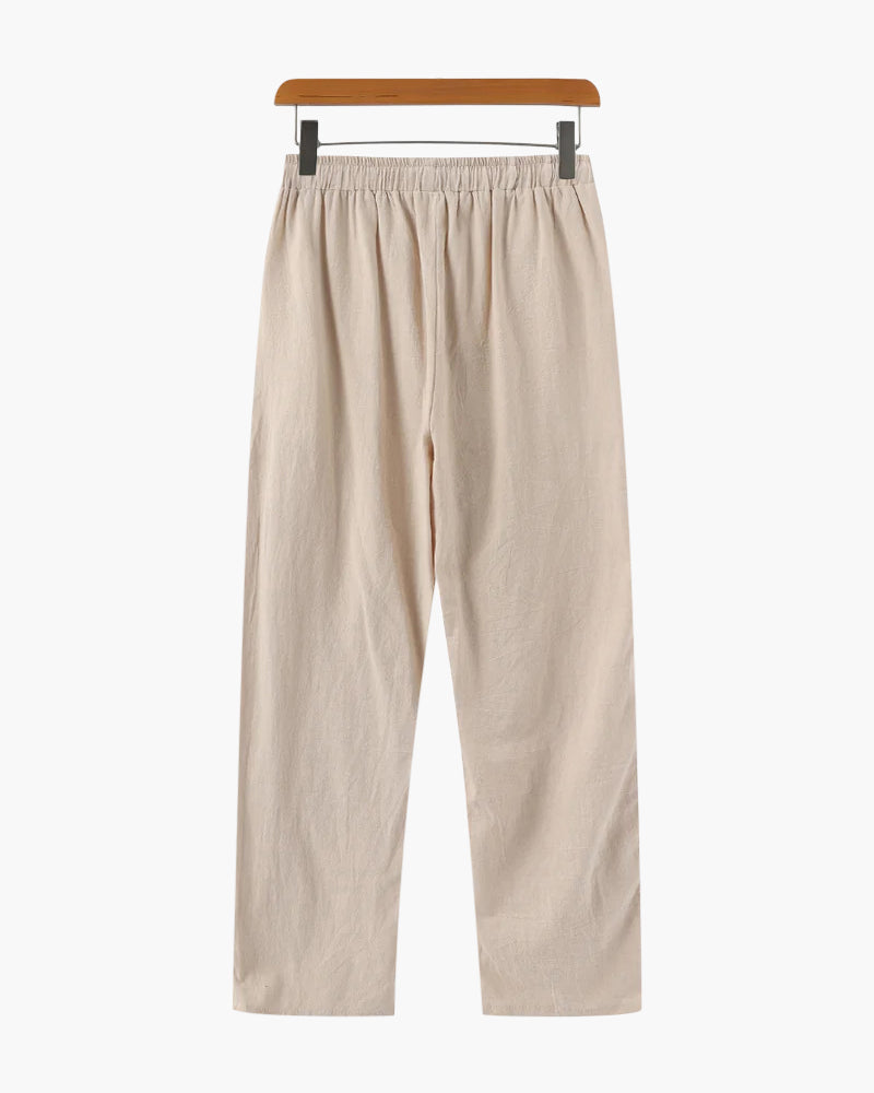 Pantaloni Uomo in Lino Vestibilità Rilassata Comfort Estivo