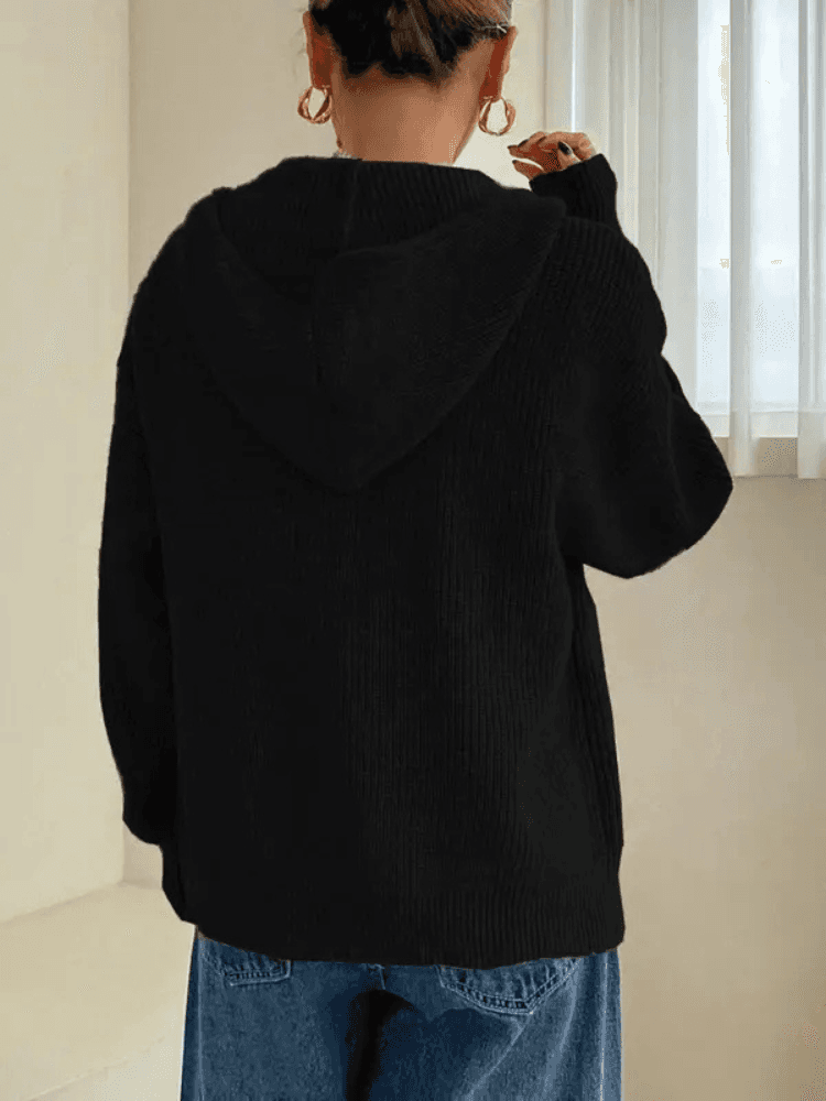 Felpa Donna in Maglia con Cappuccio e Cerniera