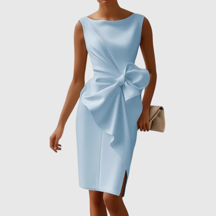 Abito Midi Donna Senza Maniche Linea Pulita Vestibilità Strutturata