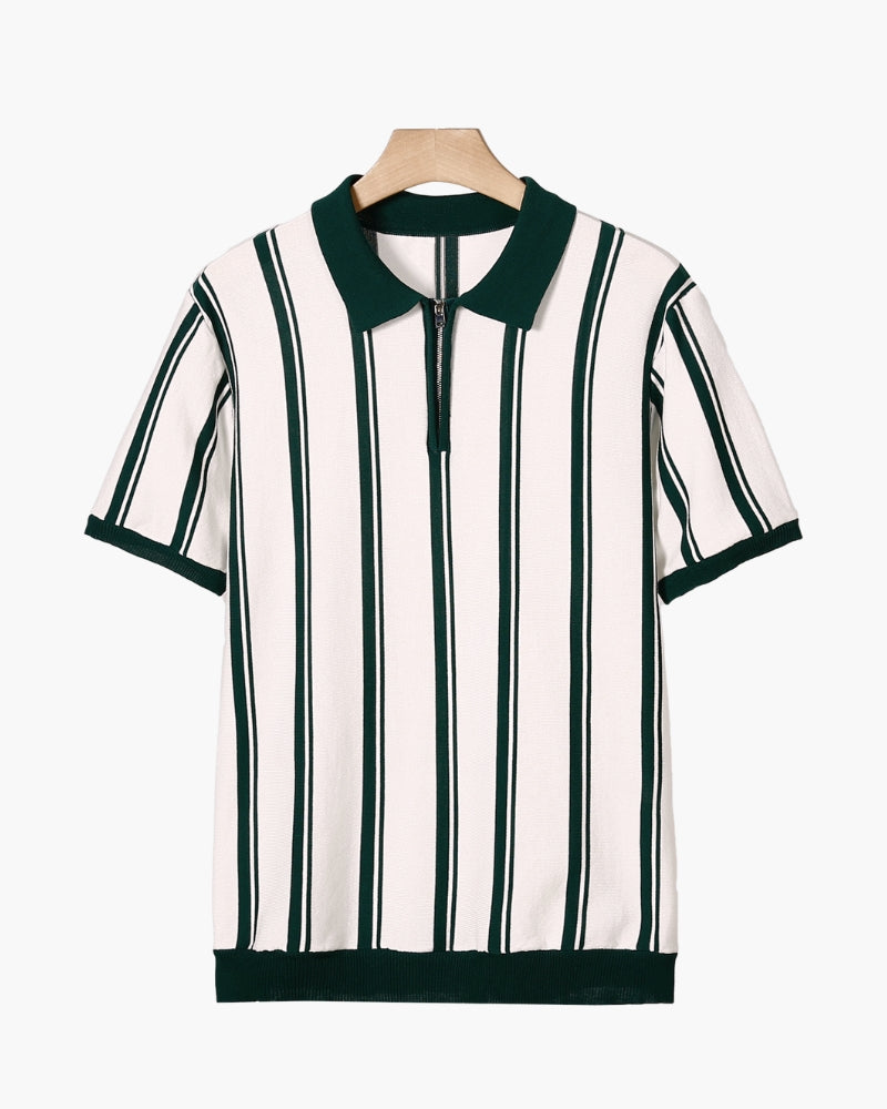 Polo Uomo in Maglia Mezza Zip Righe Verticali