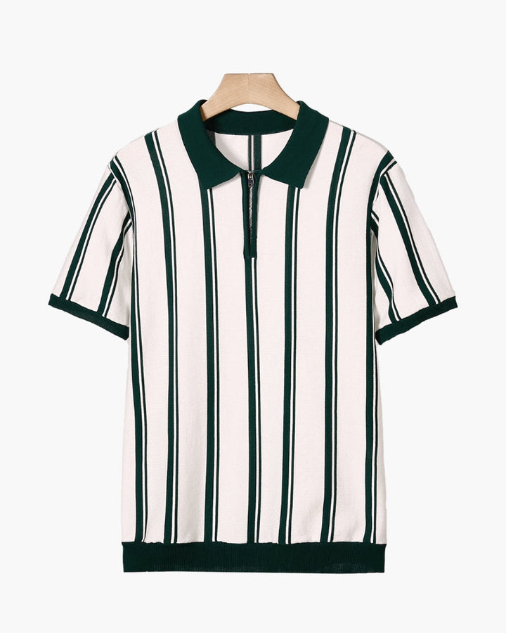 Polo Uomo in Maglia Mezza Zip Righe Verticali