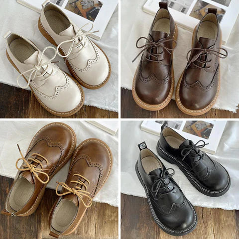 Scarpe Oxford Donna Punta Quadrata Larga