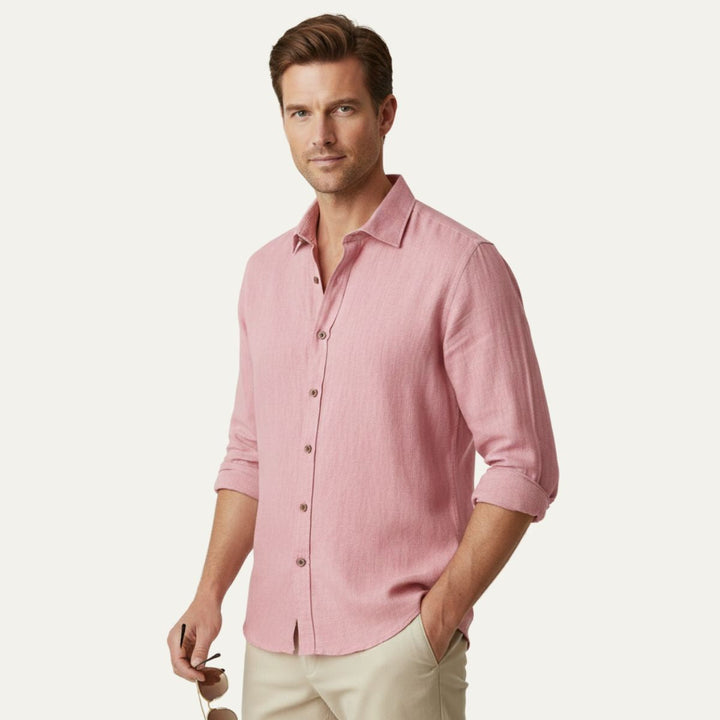 Camicia Uomo in Lino Manica Lunga Stile Vintage