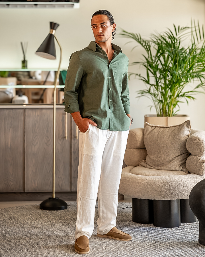 Completo Uomo Lino Maniche Lunghe Estivo Classico
