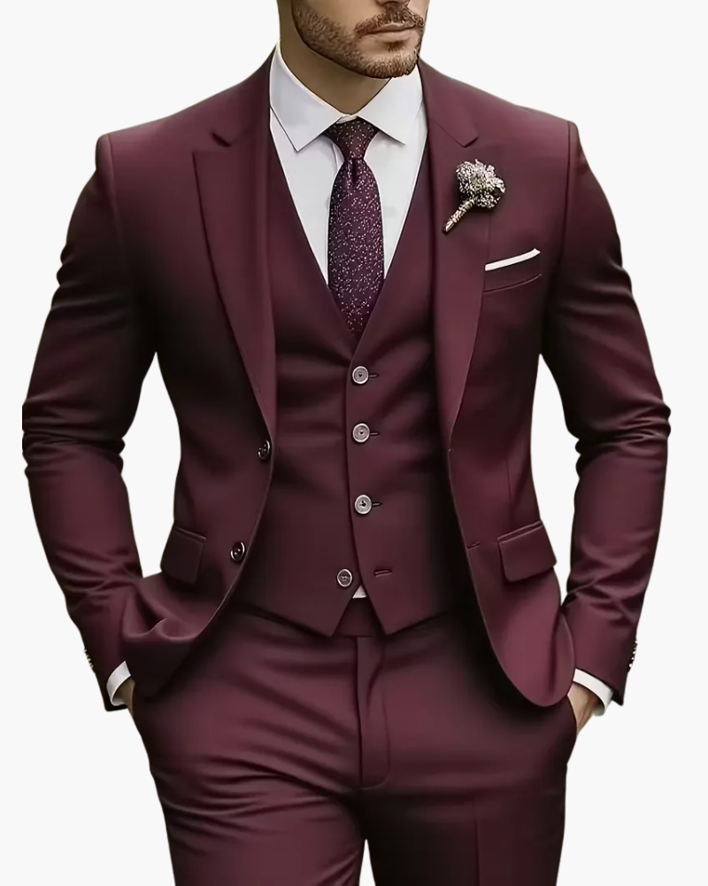 Completo Uomo Tre Pezzi Elegante Slim Fit