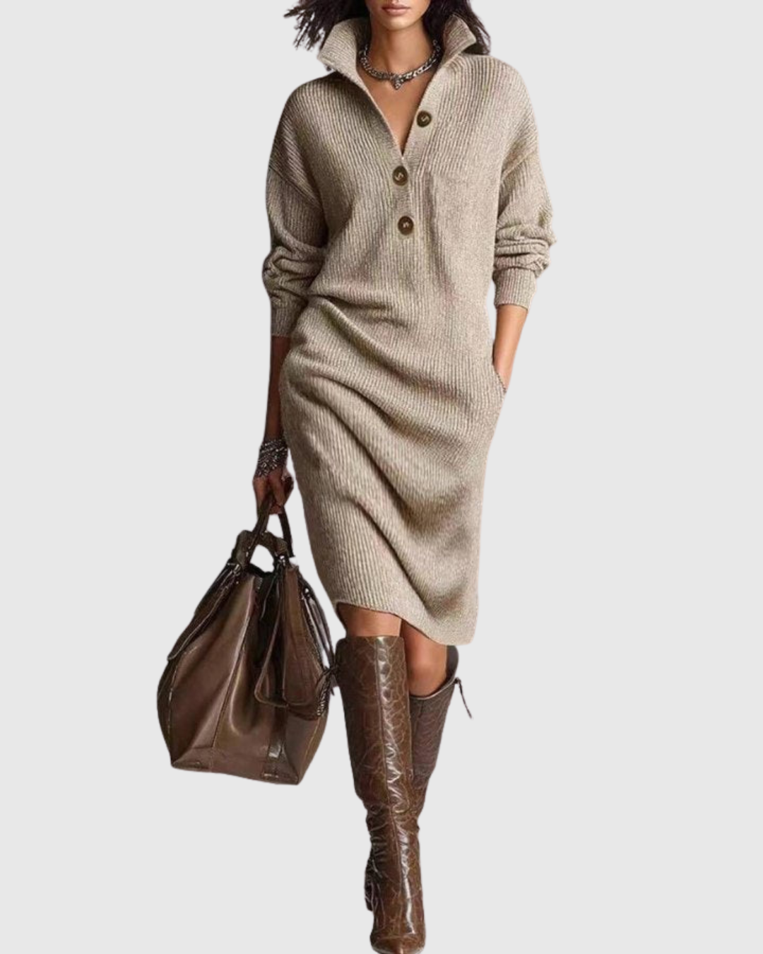 Abito Midi Donna in Maglia Lana Calore Naturale Avvolgente