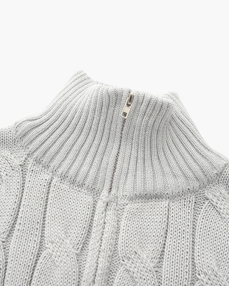 Maglione Uomo Cotone Mezzo Zip Vestibilità Comoda