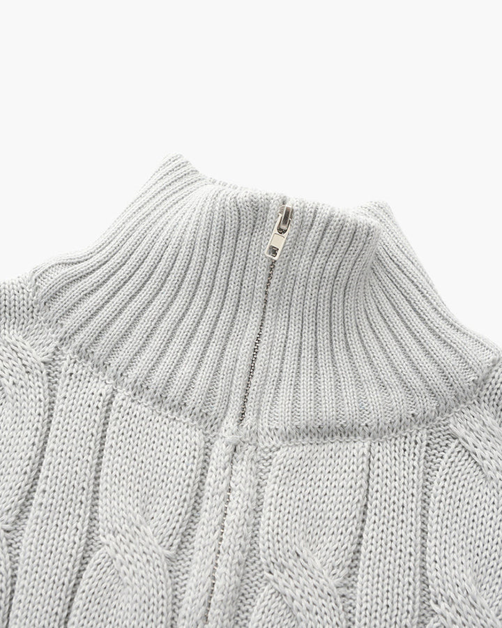 Maglione Uomo Cotone Mezzo Zip Vestibilità Comoda
