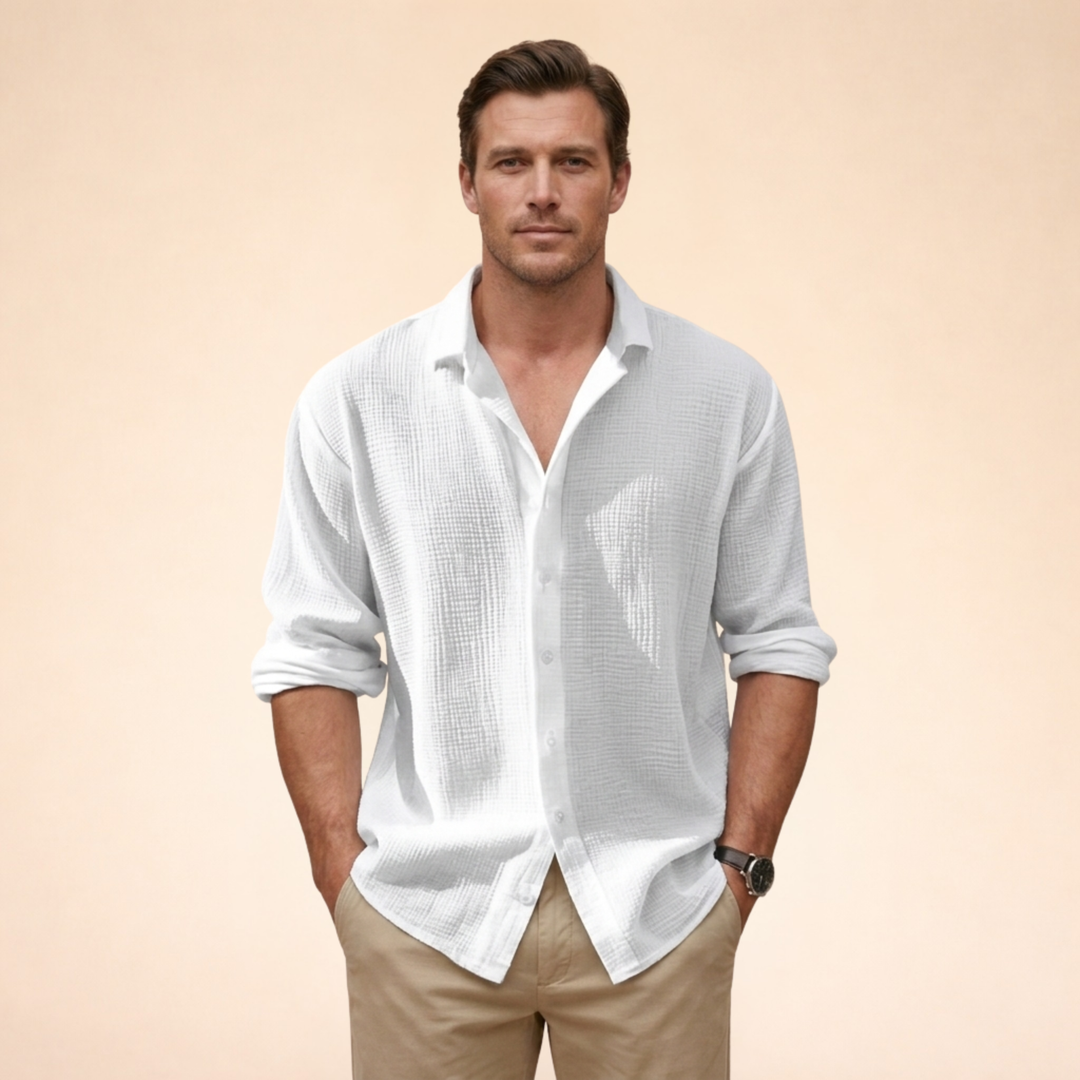 Camicia Uomo Classica Tessuto Morbido Vestibilità Regolare