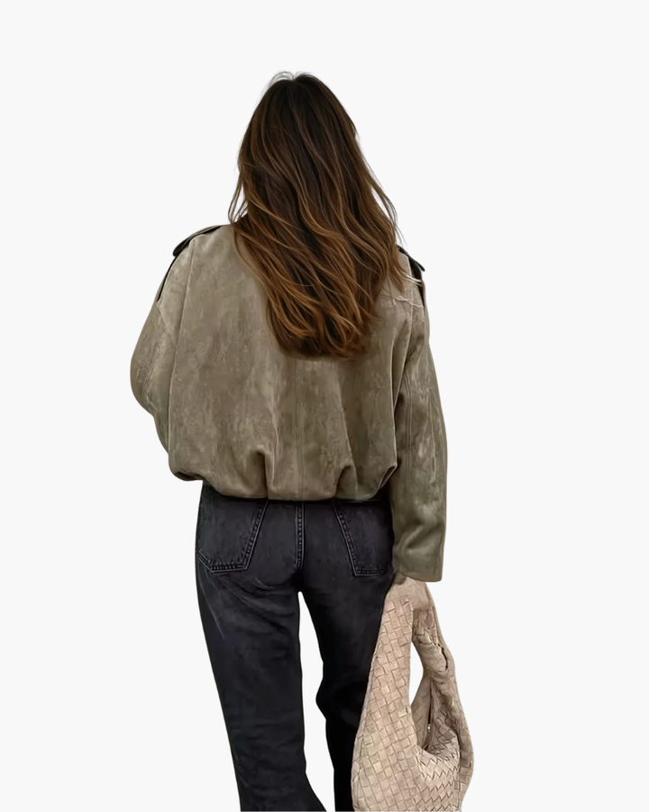 Giacca Bomber Uomo Effetto Scamosciato Oversize Vintage