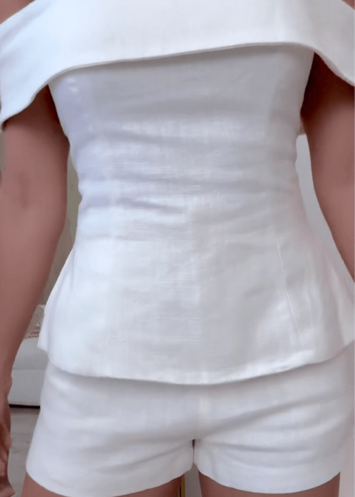 Completo Donna Due Pezzi Cotone Lino Abito Elegante Leggero