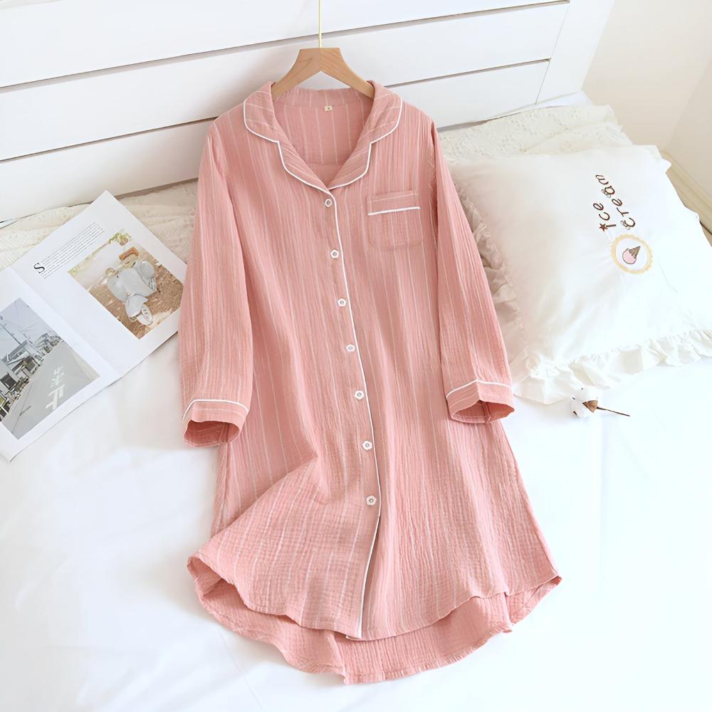 Pigiama Camicia Donna Maniche Lunghe Stile Classico