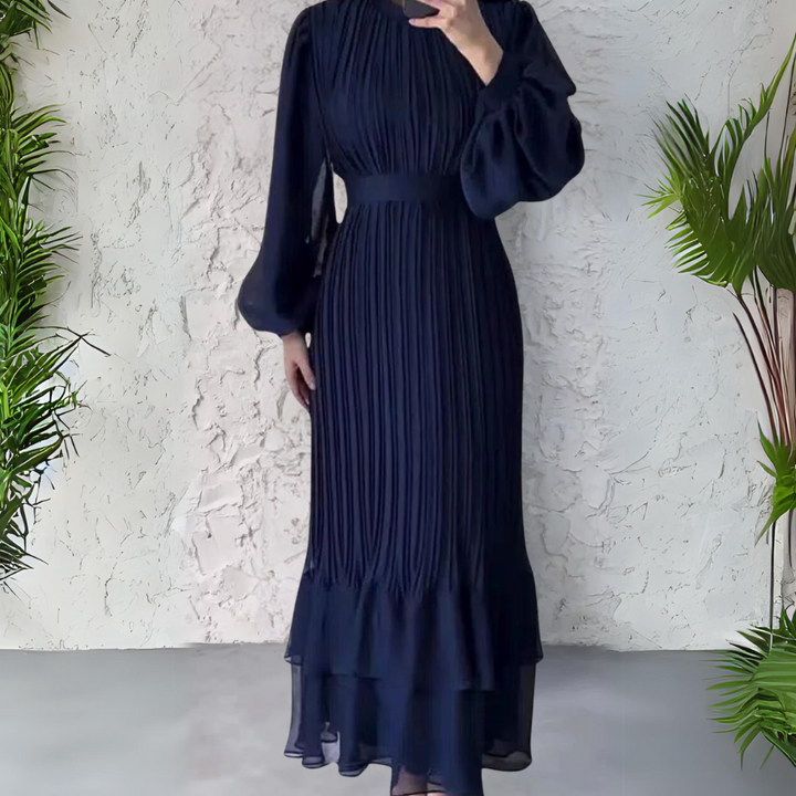 Abito da Sera Donna Elegante a Pieghe Vestibilità Classica