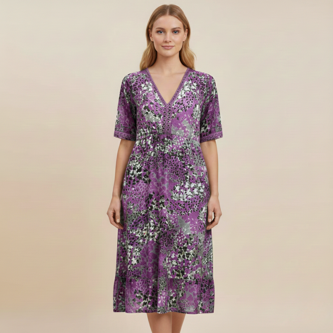 Abito Estivo Donna Tessuto Floreale Vestibilità Elegante