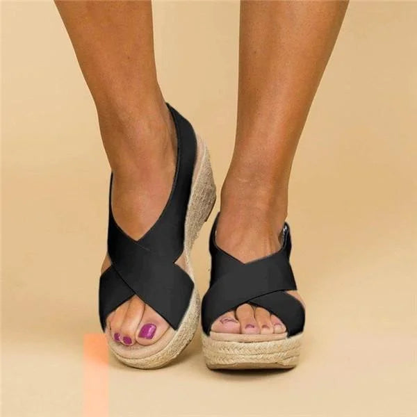 Sandali Donna Espadrillas Zeppa Tessuto Estivo