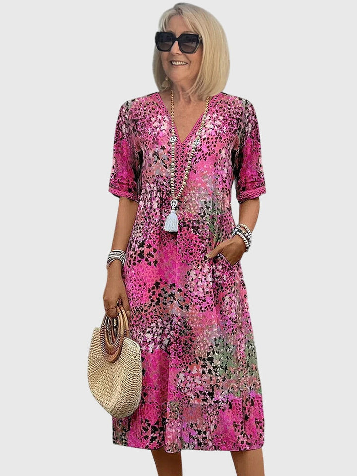 Abito Midi Donna in Tessuto Leggero Stampa Floreale Linea Femminile