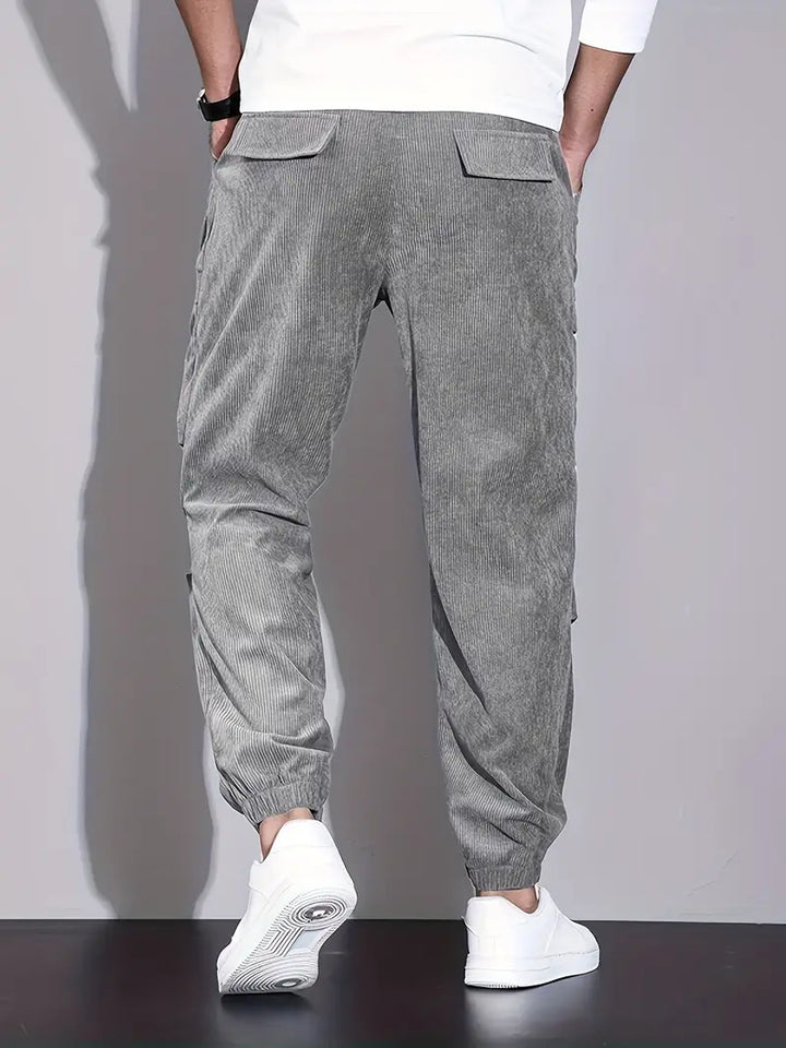 Pantaloni Cargo Uomo Velluto a Coste Slim Fit