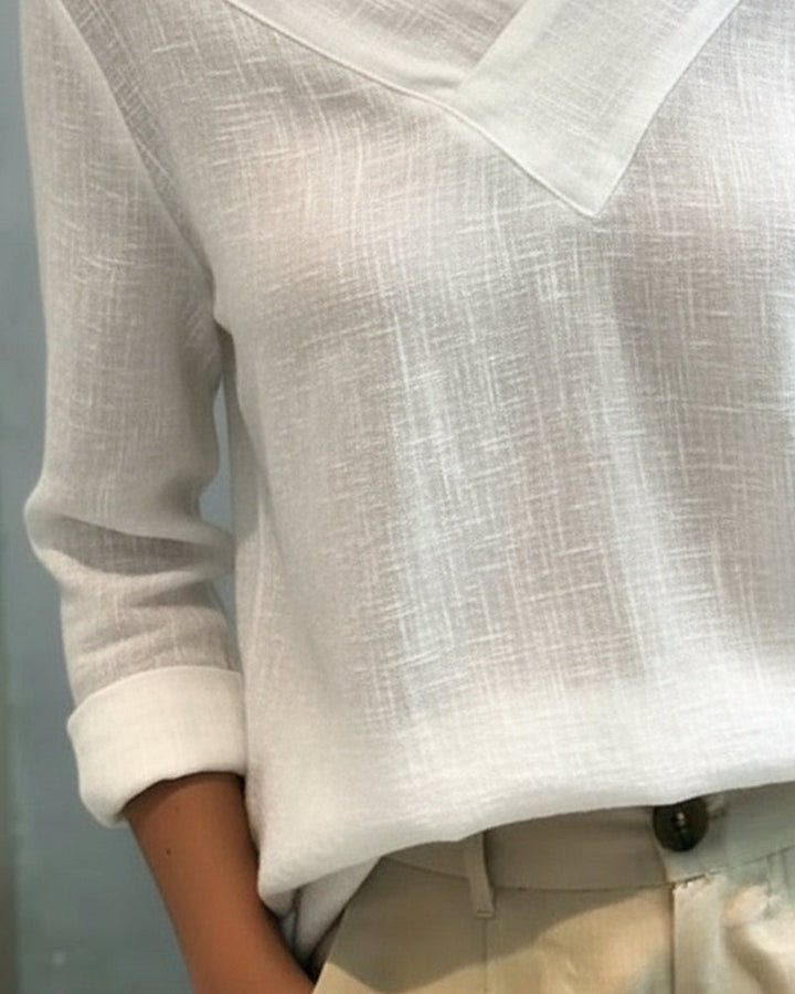 Donna Elegante Scollo a V Asimmetrico Manica Corta