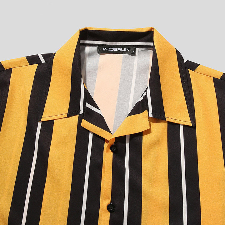 Camicia Uomo Cotone Maniche Corte Stile Casual Streetwear