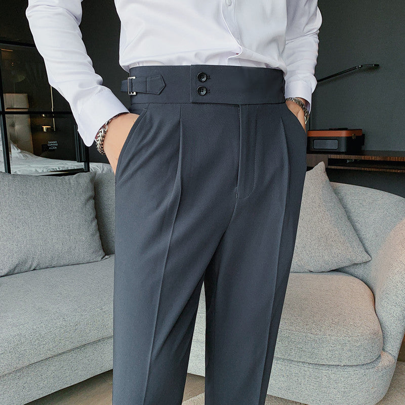 Pantaloni Uomo Eleganti Tessuto Traspirante Slim Fit