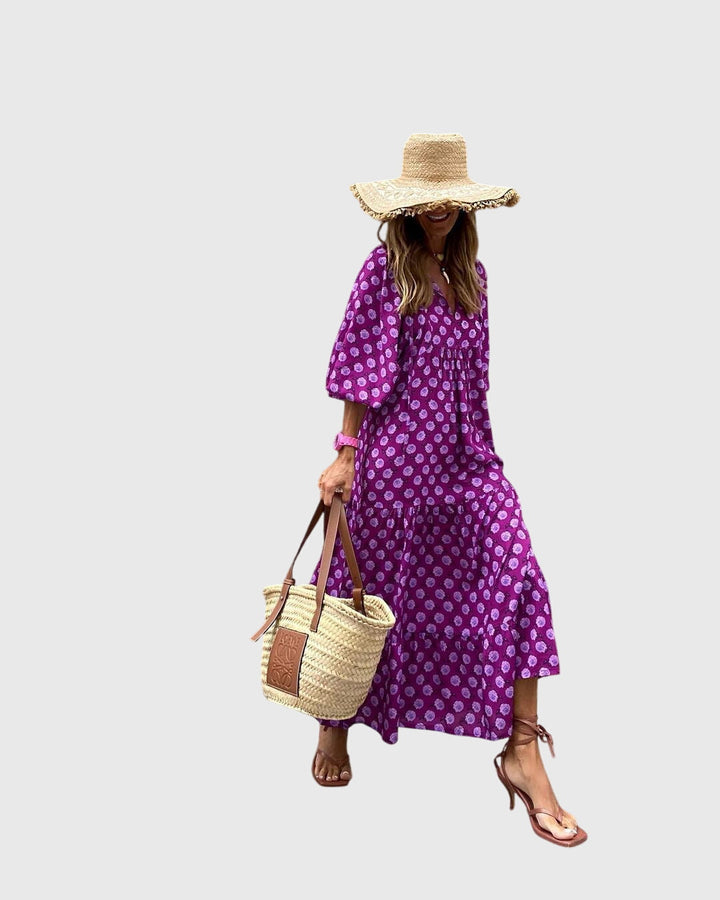 Abito Maxi Donna Linea Libera Stile Boho Romantico