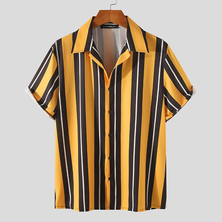 Camicia Uomo Cotone Maniche Corte Stile Casual Streetwear - Vesarelli