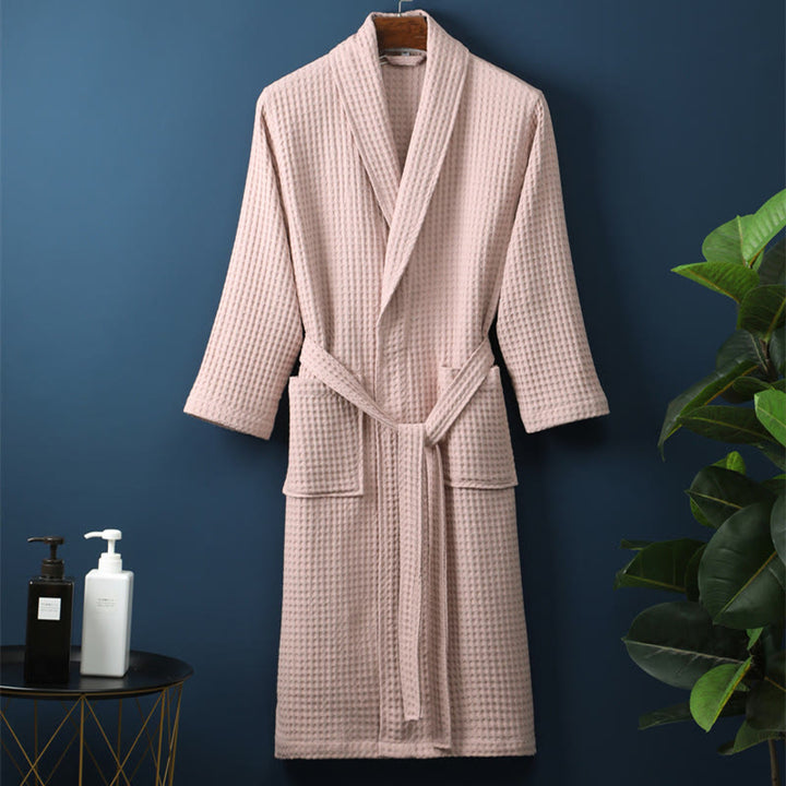 Accappatoio Unisex Cotone a Coste Scollo a V Vestibilità Ampia