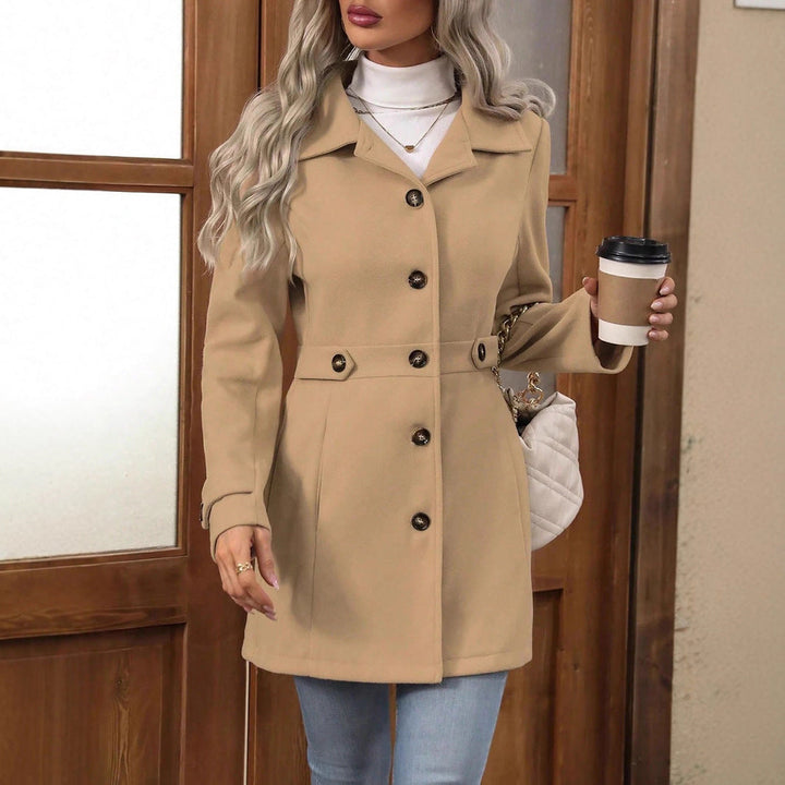 Cappotto Donna Monopetto Misto Lana Media Lunghezza con Revers