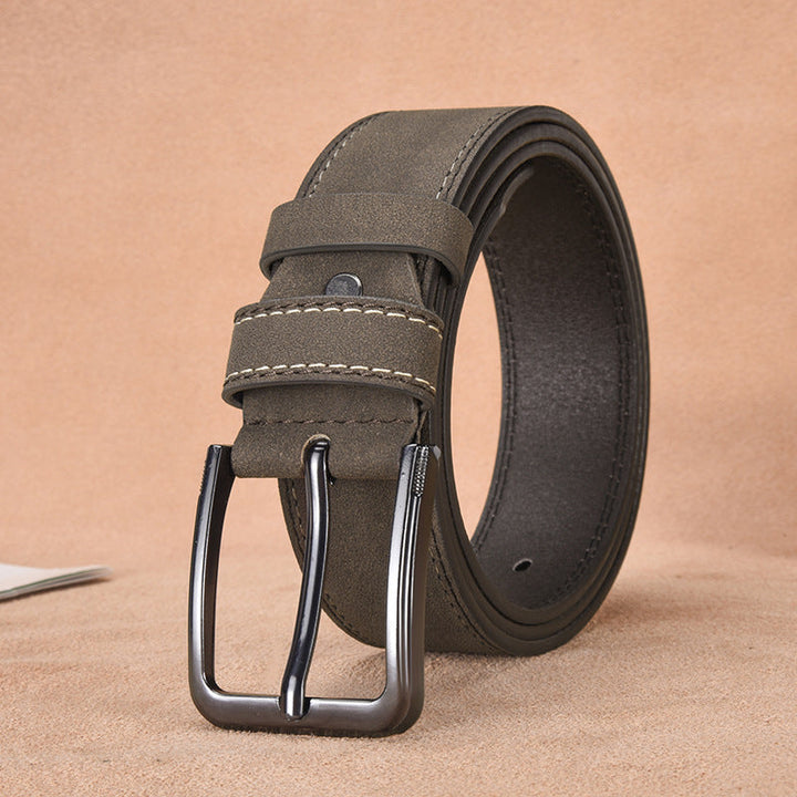 Cintura Uomo in Pelle Scamosciata Fibbia ad Ardiglione Stile Casual