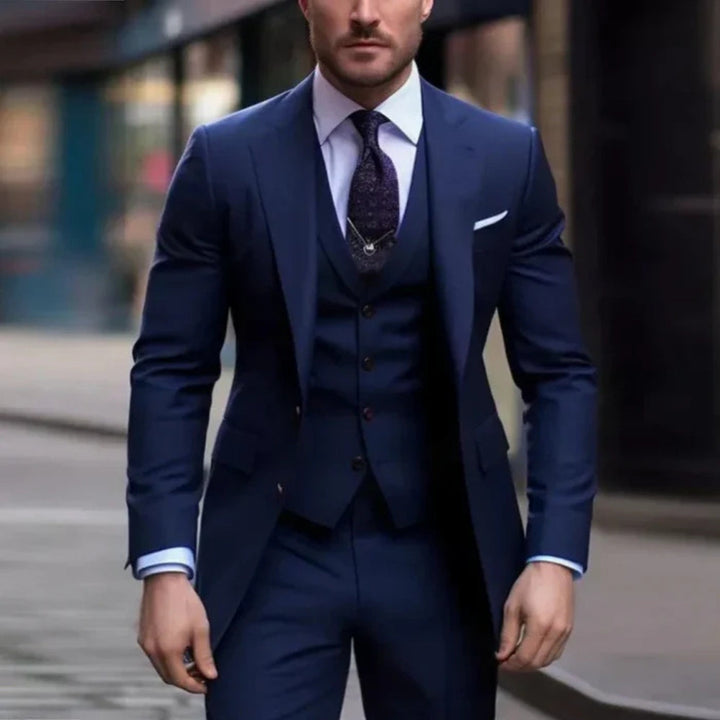 Completo Uomo Blazer Gilet Pantaloni Elegante Slim Fit