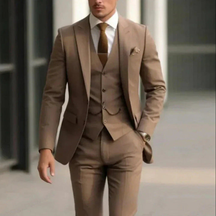 Completo Uomo Blazer Gilet Pantaloni Elegante Slim Fit