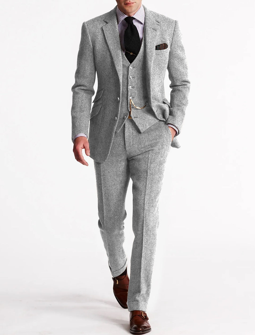 Completo Uomo Giacca Gilet Pantaloni con Revers Classico