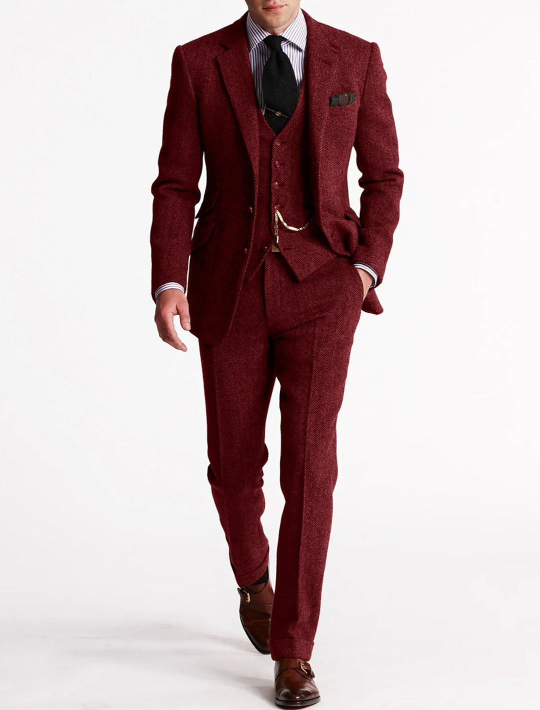 Completo Uomo Giacca Gilet Pantaloni con Revers Classico