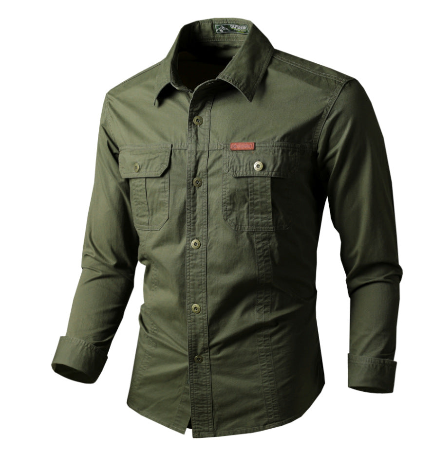 Camicia Cargo Uomo Maniche Lunghe Tessuto Resistente Vestibilità