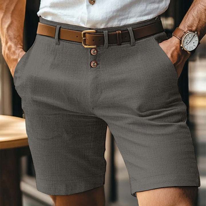 Pantaloncini Uomo in Lino Leggeri Traspiranti con Bottoni