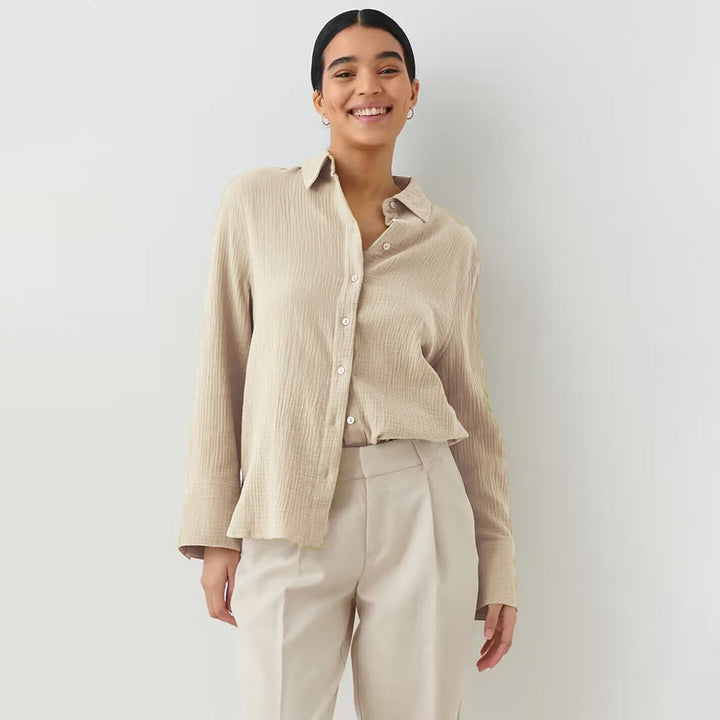 Camicia Donna Cotone Maniche Lunghe Classica