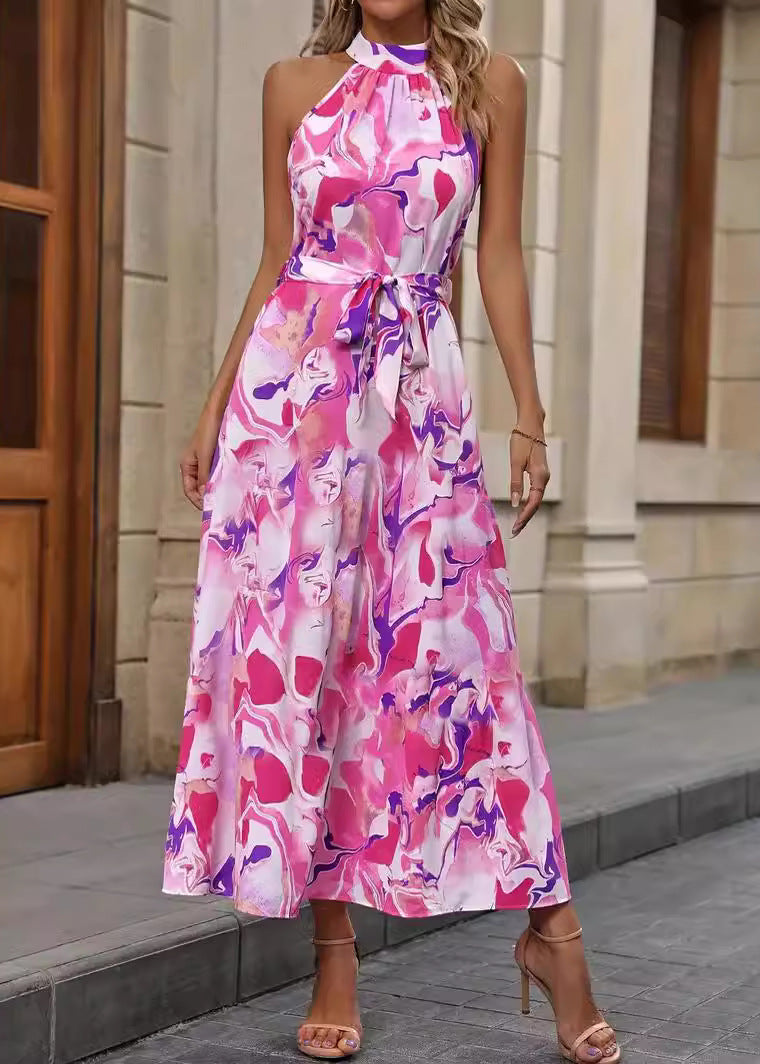 Abito Maxi Donna Estivo Scollo a Cavezza Leggero